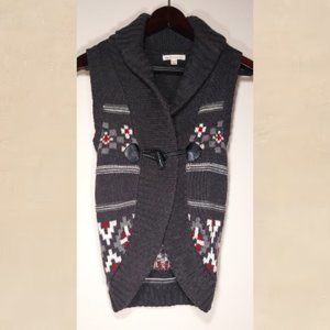 Eagles Eye Gray Sweater Vest Large 14 Single Peg Closure Cotton Blend Length 23"